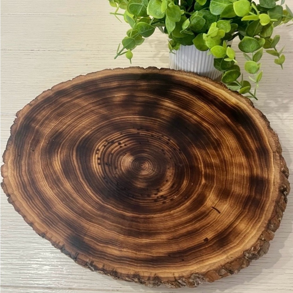 Rustic Wood Slice Riser-Plant Stand-Serving Platter Handmade - Picture 3 of 9